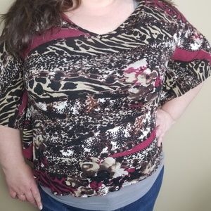 Carole Little Animal Chain Print Batwing Top 1X